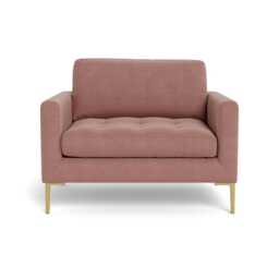 Heal's Eton Loveseat Smart Luxe Velvet Dusky Pink Brass Feet