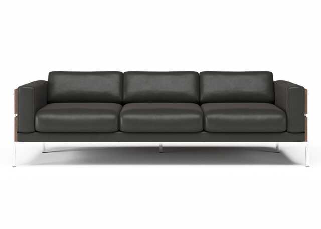 Case Forum 3 Seater Sofa Black Leather