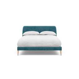 Heal's Wallis Double Bed Smart Luxe Velvet Airforce Blue Natural Oak Feet - thumbnail 2