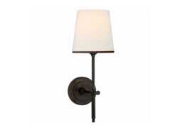 Visual Comfort Bryant Sconce Wall Light Bronze/Linen Shade Black Trim