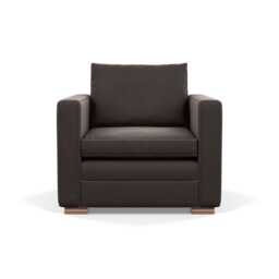 Heal's Palermo Armchair Nobilis Velvet Sable Brass and Walnut Feet