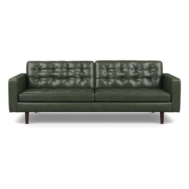 Heal's Hepburn 4 Seater Stonewash Leather Vintage Green Black Feet