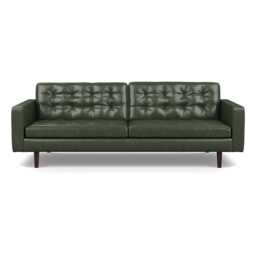 Heal's Hepburn 4 Seater Stonewash Leather Vintage Green Black Feet
