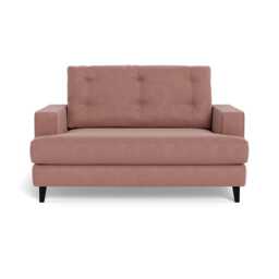 Heal's Mistral Loveseat Smart Luxe Velvet Dusky Pink Black Beech Feet - thumbnail 1