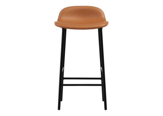 Normann Copenhagen Form Barstool in Ultra Leather 41574 with Black Steel Legs