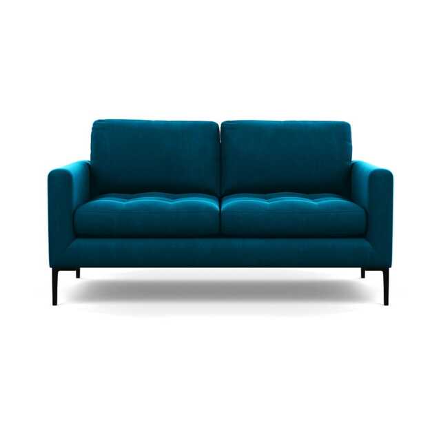 Heal's Eton 2 Seater Sofa Velvet Teal Black Feet