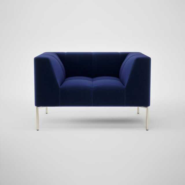 Heal's Quadro Armchair Nobilis Velvet Neptune Stainless Steel - image 1