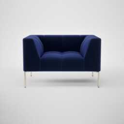 Heal's Quadro Armchair Nobilis Velvet Neptune Stainless Steel - thumbnail 1