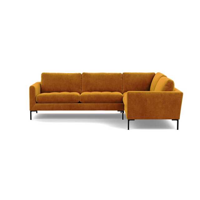Heal's Eton Right Hand Facing Corner Sofa Smart Luxe Velvet Cognac Black Feet