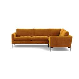 Heal's Eton Right Hand Facing Corner Sofa Smart Luxe Velvet Cognac Black Feet