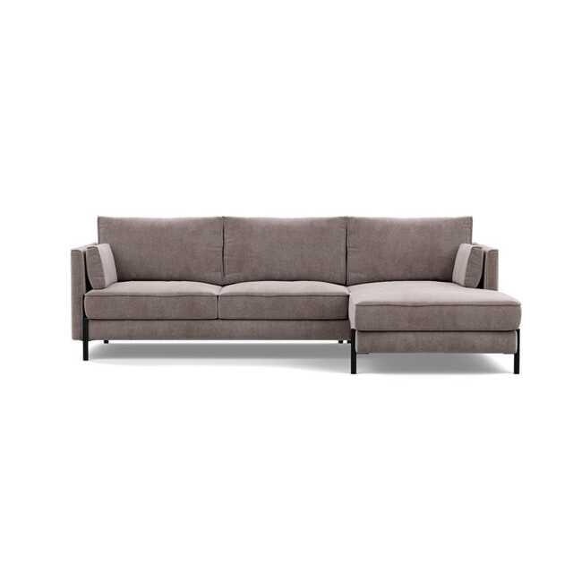 Heal's Tortona Right Hand Facing 4 Seater Corner Chaise Smart Luxe Velvet Mushroom Black Feet - image 1
