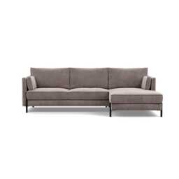 Heal's Tortona Right Hand Facing 4 Seater Corner Chaise Smart Luxe Velvet Mushroom Black Feet