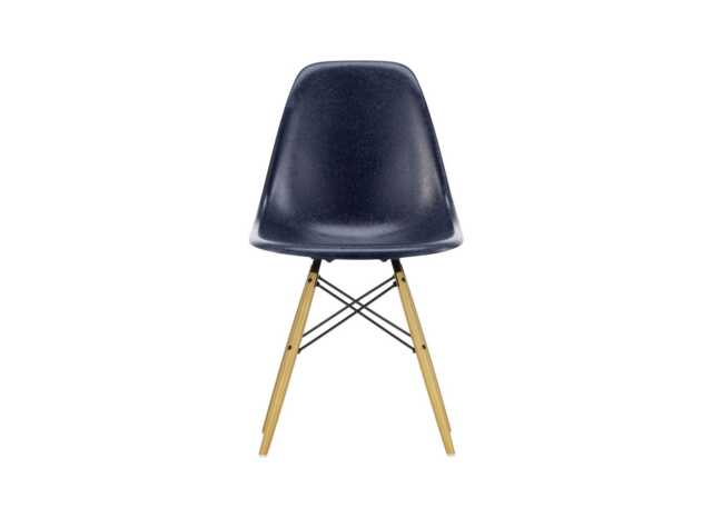 Vitra Eames Fibreglass Chair DSW Eames Navy Blue 02 Golden Maple Base 05 Glides - image 1