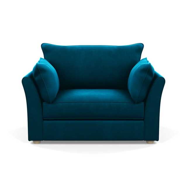 Heal's Tailor Loveseat Velvet Teal Natural Beech Feet