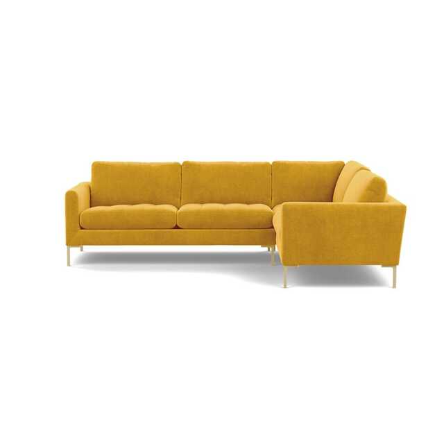 Heal's Eton Right Hand Facing Corner Sofa Smart Luxe Velvet Canary Brass Feet