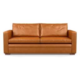 Heal's Palermo 3 Seater Sofa Stonewash Leather Toffee 277 Walnut Feet