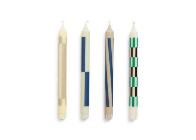 HAY Patterned Dinner Candles Cream & Dark Set of 4