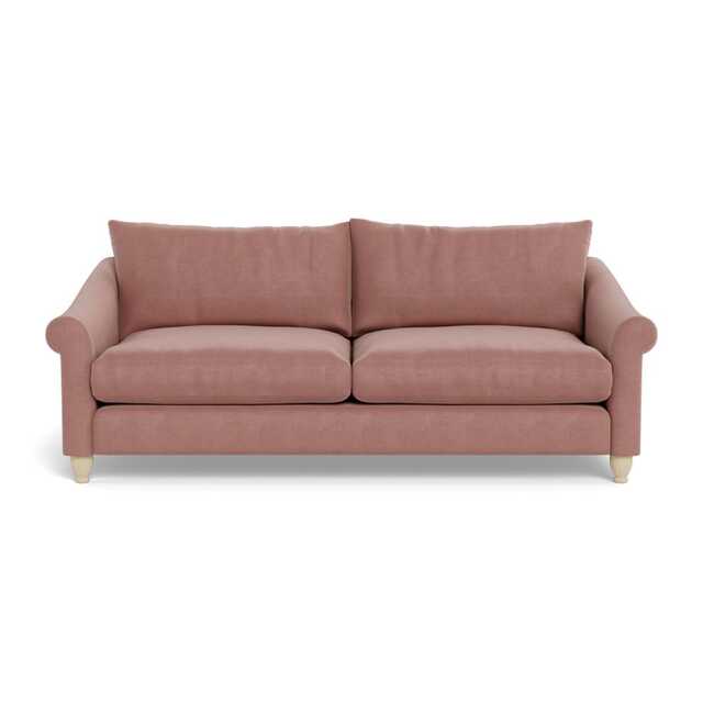 Heal's Devon 4 Seater Smart Luxe Velvet Dusky Pink Natural Beech Feet