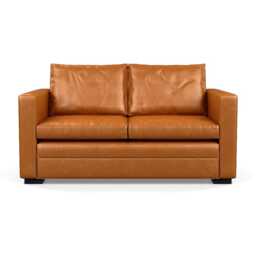 Heal's Palermo 2 Seater Sofa Stonewash Leather Toffee 277 Black Feet