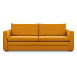Heal's Palermo 4 Seater Sofa Nobilis Velvet Mustard Walnut Feet