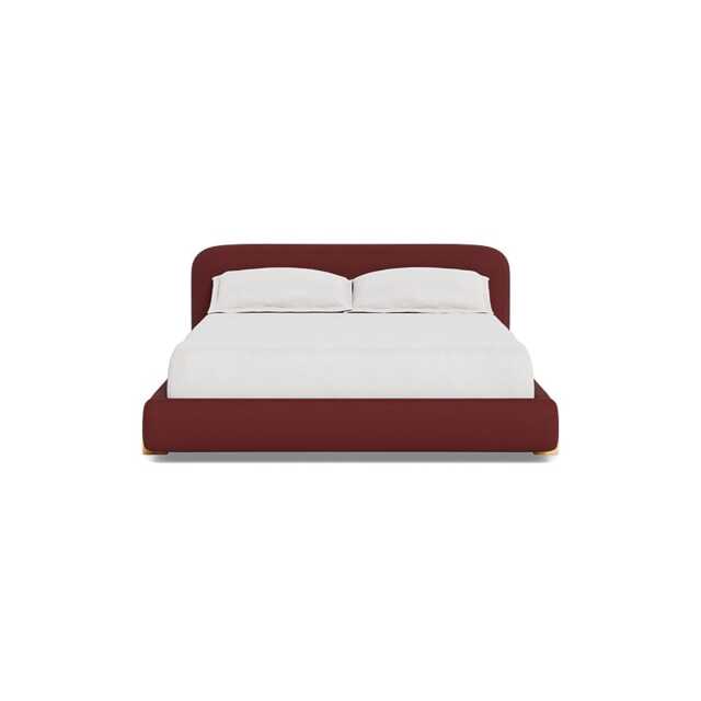 Heal's Nuvola Super King Bed Capelo Linen-Cotton Etruscan Red Natural Oak Feet