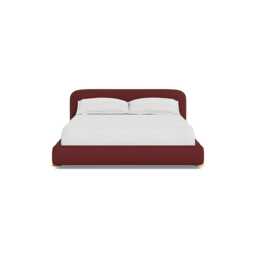 Heal's Nuvola Super King Bed Capelo Linen-Cotton Etruscan Red Natural Oak Feet