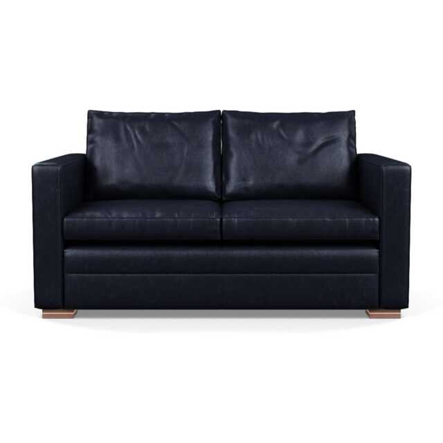 Heal's Palermo 2 Seater Sofa Stonewash Leather Black 263 Brass and Walnut Feet