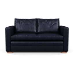 Heal's Palermo 2 Seater Sofa Stonewash Leather Black 263 Brass and Walnut Feet