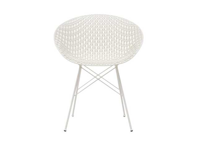 Kartell Smatrik Chair White Seat White Frame Outdoor Set of 2