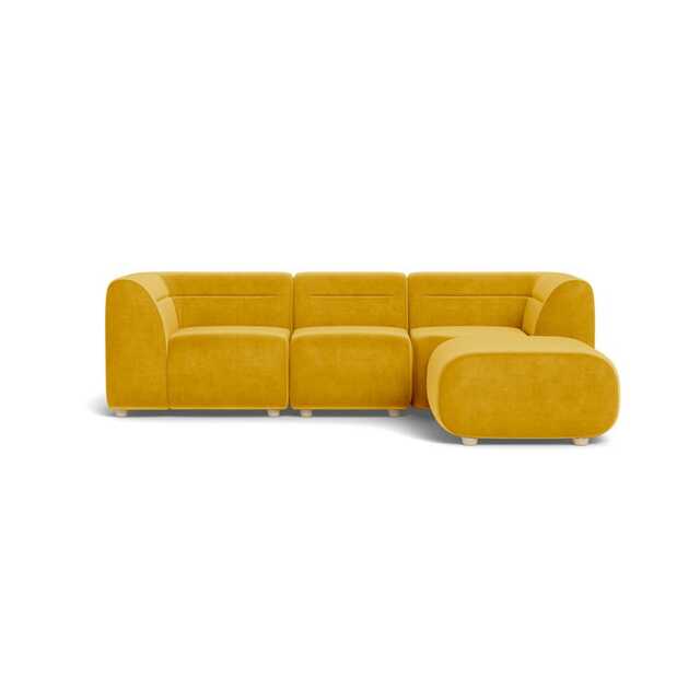 Heal's Lilli Right Hand Facing Corner Sofa Smart Luxe Velvet Canary Natural Beech Feet