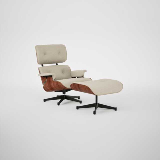 Vitra Eames Lounge Chair & Ottoman Santos Palisander Contemporary Nubia 02 Cream Pearl Black Base 05