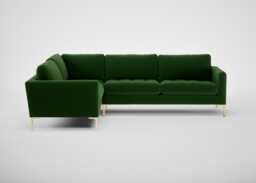 Heal's Eton Left Hand Facing Corner Sofa Smart Velvet Forest Brass Feet