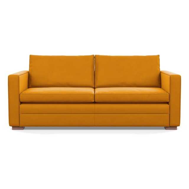Heal's Palermo 3 Seater Sofa Nobilis Velvet Mustard Walnut Feet