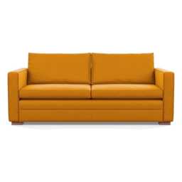 Heal's Palermo 3 Seater Sofa Nobilis Velvet Mustard Walnut Feet