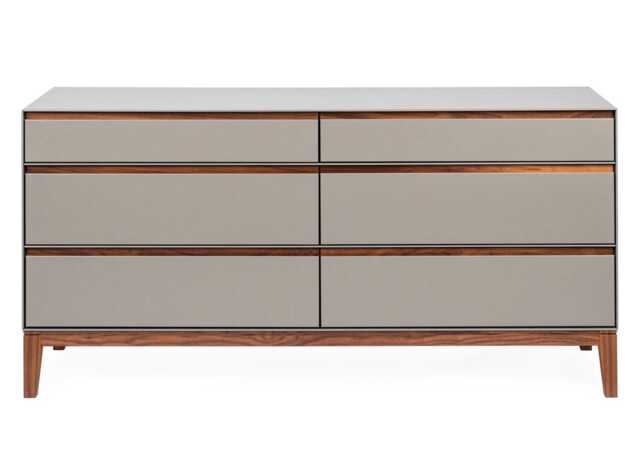 Heal's Lars 6 Drawer Chest Wide Dove Grey & Walnut
