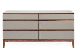 Heal's Lars 6 Drawer Chest Wide Dove Grey & Walnut