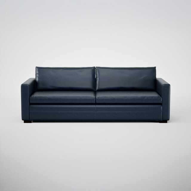 Heal's Palermo 5 Seater Sofa Leather Stonewash Navy Blue 279 Black Feet