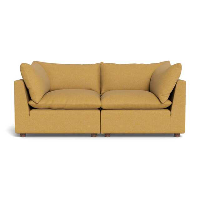 Heal's Astrid 3 Seater Sofa Boucle Tweed Citrine Walnut Stained Beech Feet