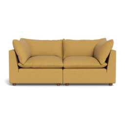 Heal's Astrid 3 Seater Sofa Boucle Tweed Citrine Walnut Stained Beech Feet