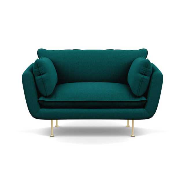 Heal's Allora Loveseat Brushed Cotton Pine Brass Feet