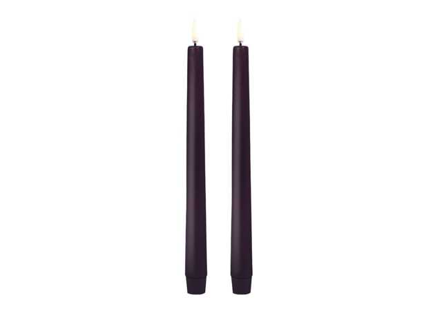 Uyuni LED Smooth Tapered Dinner Candles Plum