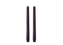 Uyuni LED Smooth Tapered Dinner Candles Plum