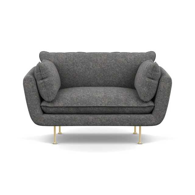 Heal's Allora Loveseat Melton Wool Shale Brass Feet