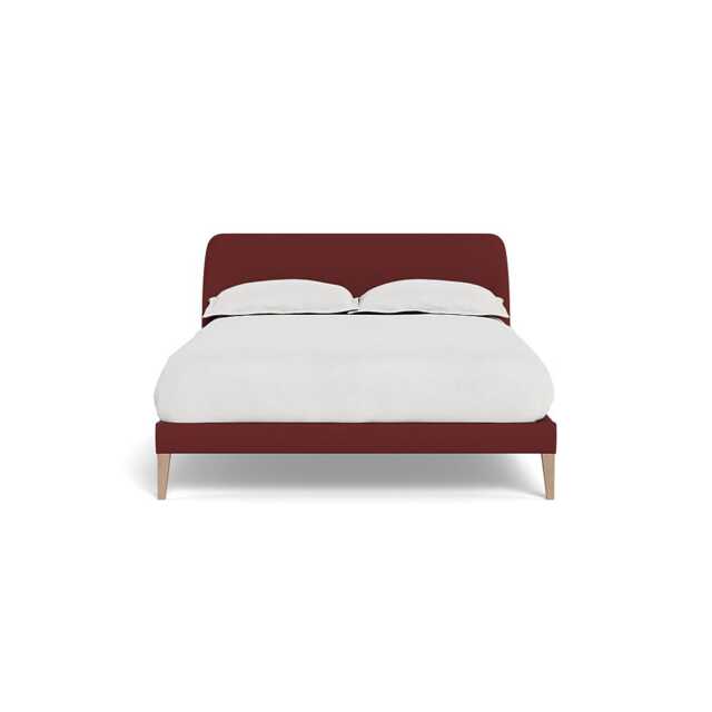 Heal's Wallis Bedstead Double Capelo Linen-Cotton Etruscan Red Natural Oak Feet