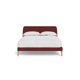 Heal's Wallis Bedstead Double Capelo Linen-Cotton Etruscan Red Natural Oak Feet