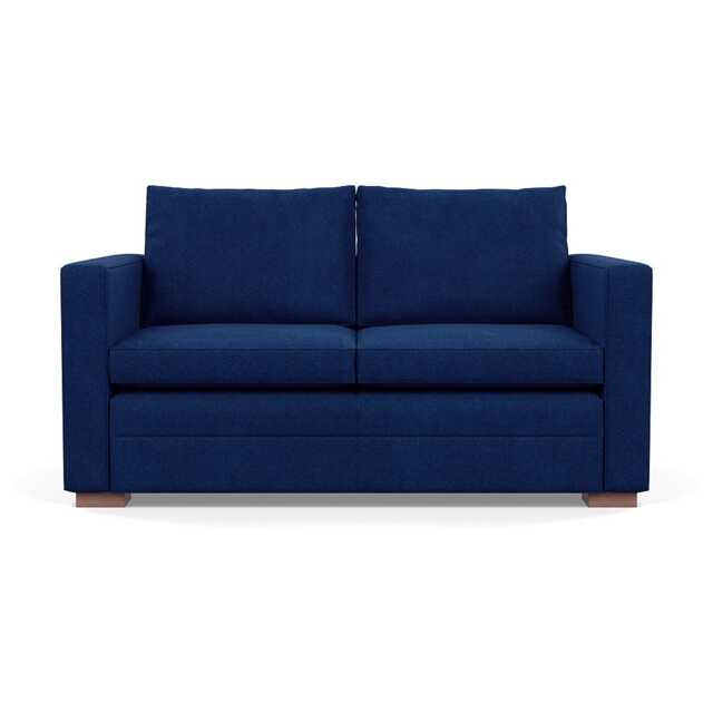 Heal's Palermo 2 Seater Sofa St Moritz Wool Blue 150 Walnut Feet
