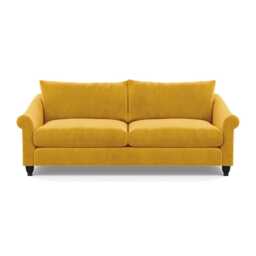 Heal's Devon 4 Seater Smart Luxe Velvet Canary Black Stain Beech Feet