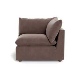 Heal's Astrid Corner Unit Smart Velvet Mouse Walnut Stained Beech Feet