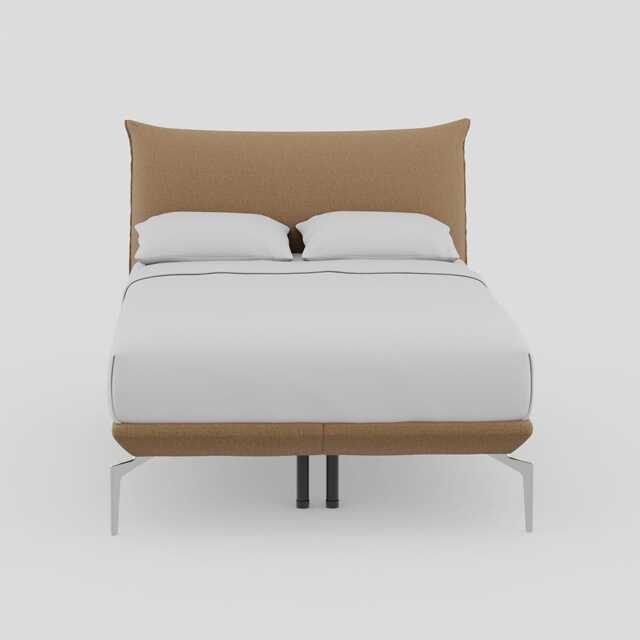 Heal's Aria Bed Double Siena Cotton Clay Box Sprung, Chrome Feet