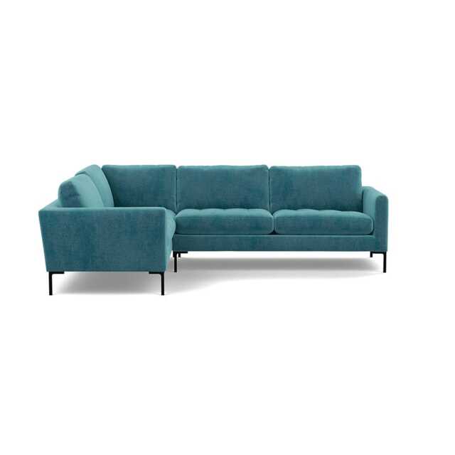 Heal's Eton Left Hand Facing Corner Sofa Smart Luxe Velvet Airforce Blue Black Feet